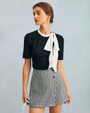 Sueña Siyah Yuvarlak Yaka Blok Renk Fiyonklu Üst