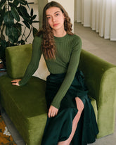 Yuvarlak Yakalı Kaburga Örgü Kazak