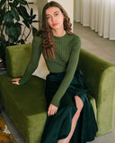 Yuvarlak Yakalı Kaburga Örgü Kazak