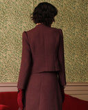 Sueña™ Bordo Retro Tek Sıra Düğmeli Tüvit Ceket