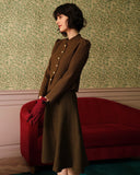 Solid Retro Tek Düğmeli Tweed Ceket