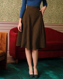 Düz Yüksek Bel Tweed Etek