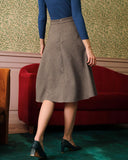 Kahve Yüksek Bel Tweed Etek