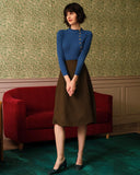 Düz Yüksek Bel Tweed Etek