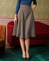 Kahve Yüksek Bel Tweed Etek