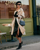 Yan Yırtmaçlı Pu Deri Askılı Midi Elbise