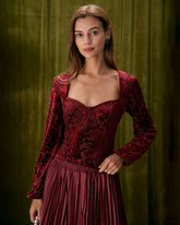 Sueña™ Kırmızı Kalp Yaka Burnout Bluz