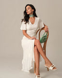 Sueña Düz Yüksek Bel Bölünmüş Maxi Elbise