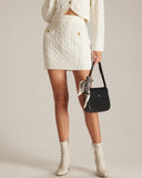 Sueña™ Beyaz Beli Lastikli Düğmeli Kablo Mini Etek