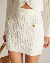 Sueña™ Beyaz Beli Lastikli Düğmeli Kablo Mini Etek