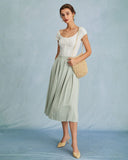 Sueña™ Beyaz Yuvarlak Yaka Kısa Kollu Örgü Tişört