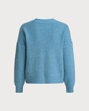 Mavi Düşük Omuzlu Tek Sıralı Hırka