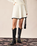 Sueña™ Beyaz Kontrast Örme Mini Etek