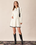 Sueña™ Beyaz Kontrast Örme Mini Etek