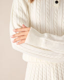 Sueña™ Beyaz Kontrast Düğmeli Kazak