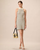 Sueña™ Kadın Balıkçı Yaka Kontrast Örme Mini Elbise