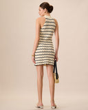 Sueña™ Kadın Balıkçı Yaka Kontrast Örme Mini Elbise