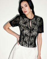 Sueña™ Siyah Dantelli İnce Tişört