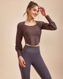 Sueña™ Kahve Yuvarlak Yaka Uzun Kollu Üst