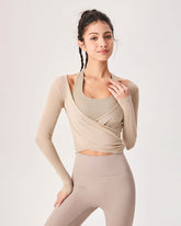 Sueña™ Haki Surplice Uzun Kollu Örtü - Hafif Destek