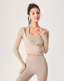 Sueña™ Haki Surplice Uzun Kollu Örtü - Hafif Destek