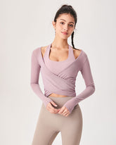 Sueña™ Pembe Surplice Uzun Kollu Örtü - Hafif Destek