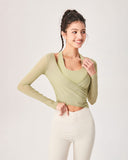 Sueña™ Yeşil Surplice Uzun Kollu Örtü - Hafif Destek