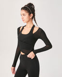 Sueña™ Siyah Surplice Uzun Kollu Örtü - Hafif Destek