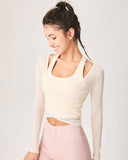 Sueña™ Bej Surplice Uzun Kollu Örtü - Hafif Destek