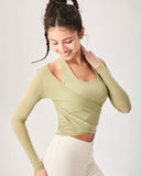 Sueña™ Yeşil Surplice Uzun Kollu Örtü - Hafif Destek