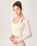 Sueña™ Bej Surplice Uzun Kollu Örtü - Hafif Destek