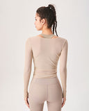 Sueña™ Haki Surplice Uzun Kollu Örtü - Hafif Destek