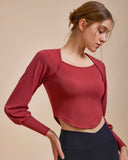 Sueña™ Kırmızı Yuvarlak Yaka Uzun Kollu Üst