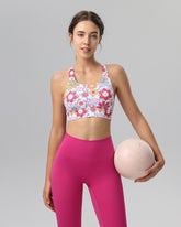 Sueña™ Pembe Çiçekli Kesikli Atlet - Orta Destek