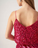 Sueña™ Bettydress-Kırmızı Payet Kısa Kısa Bluz