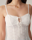 Sueña™ Beyaz Jakarlı Dantelli Camiş