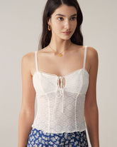 Sueña™ Beyaz Jakarlı Dantelli Camiş