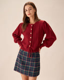 Sueña™ Kırmızı Fener Kol Tek Sıra Düğmeli Hırka