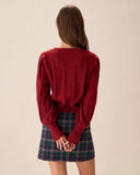 Sueña™ Kırmızı Fener Kol Tek Sıra Düğmeli Hırka