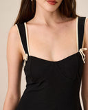 Sueña Kadın Siyah Bodycon Örme Mini Elbise