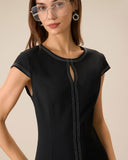 Sueña Siyah Kontrast Mini Elbise