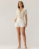 Sueña™ Bej Tığ İşi Dokulu Kısa Hırka