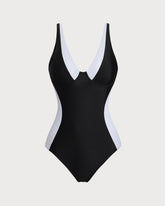 Sueña™ Siyah Kontrast Tek Parça Mayo