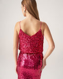 Sueña™ Bettydress-Kırmızı Payet Düz Mini Etek