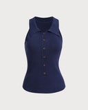 Sueña™ Mavi Düğmeli Örgü Atlet