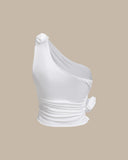 Sueña™ Beyaz Tek Omuz Kolsuz Bluz