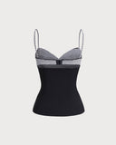 Sueña™ Siyah Kalp Yaka Ekoseli Bluz