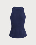 Sueña™ Mavi Düğmeli Örgü Atlet