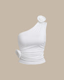 Sueña™ Beyaz Tek Omuz Kolsuz Bluz