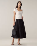 Sueña™ Beyaz Kare Yaka Örgü Slim Tişört